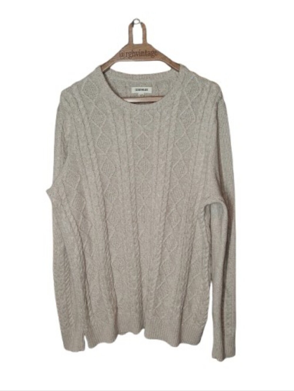 Goodthreads Cable Knit Sweater Oatmeal Crew Neck XL Tall